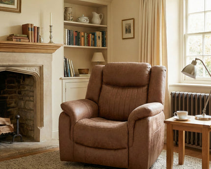 Darlington Fabric Power Recliner Armchair – Tan