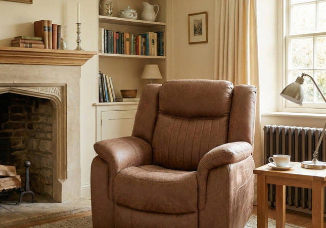 Darlington Fabric Power Recliner Armchair – Tan