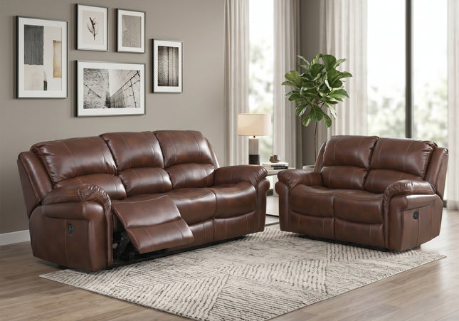 Farnham Leather Air 3 Seater + 2 Seater Power Recliner Sofa Set – Tan