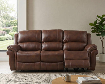 Farnham Leather Air 3 Seater Power Recliner Sofa – Tan