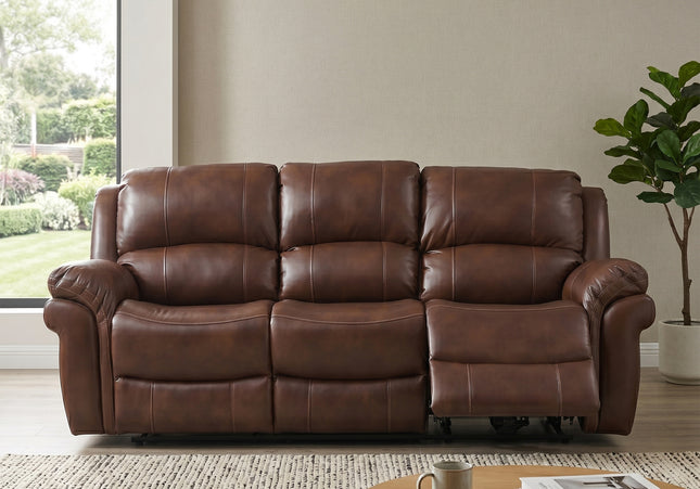 Farnham Leather Air 3 Seater Power Recliner Sofa – Tan