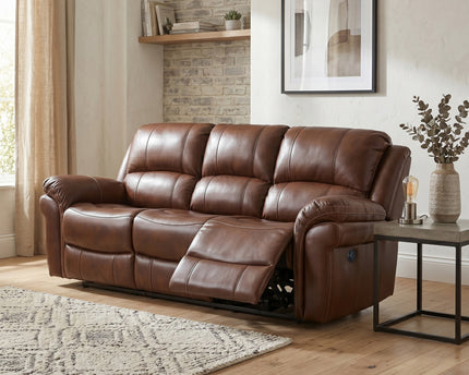 Farnham Leather Air 3 Seater Power Recliner Sofa – Tan