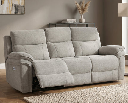 Harrow 3 Seater Fabric Electric Recliner Sofa – Light Grey