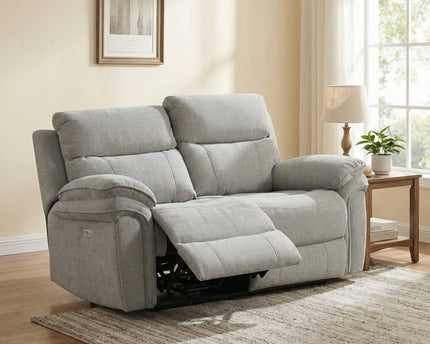 Harrow 2 Seater Fabric Electric Recliner Sofa – Light Grey
