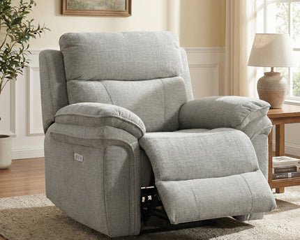 Harrow Fabric Electric Recliner Armchair – Light Grey