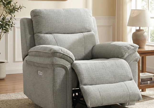 Harrow Fabric Electric Recliner Armchair – Light Grey