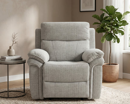 Harrow 3 Seater + Armchair + Armchair Fabric Electric Recliner Sofa Set – Light Grey