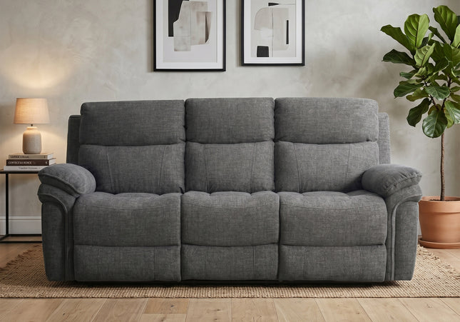 Harrow 3 Seater + 2 Seater Fabric Electric Recliner Sofa Set – Dark Grey