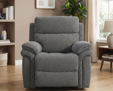 Harrow 3 Seater + Armchair + Armchair Fabric Electric Recliner Sofa Set – Dark Grey