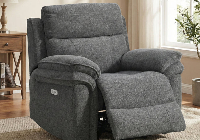 Harrow Fabric Electric Recliner Armchair – Dark Grey