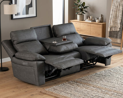 Huntington Smart Suite 3 Seater + 2 Seater Fabric Electric Recliner Sofa Set – Dark Grey