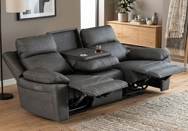 Huntington Smart Suite 3 Seater + 2 Seater Fabric Electric Recliner Sofa Set – Dark Grey