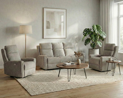 Mayfair 3 Seater + Armchair + Armchair Fabric Electric Recliner Sofa Set – Ash