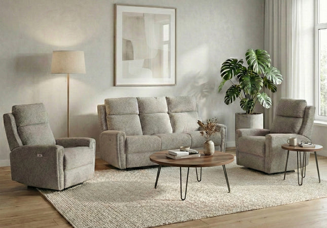 Mayfair 3 Seater + Armchair + Armchair Fabric Electric Recliner Sofa Set – Ash