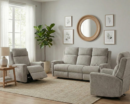 Mayfair 3 Seater + Armchair + Armchair Fabric Electric Recliner Sofa Set – Ash
