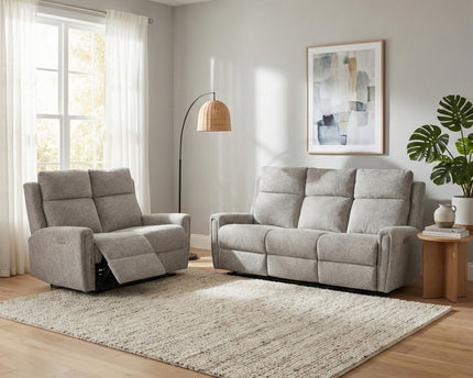 Mayfair 3 Seater + 2 Seater Fabric Electric Recliner Sofa Set – Ash