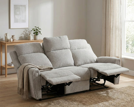 Mayfair 3 Seater Fabric Electric Recliner Sofa – Ash