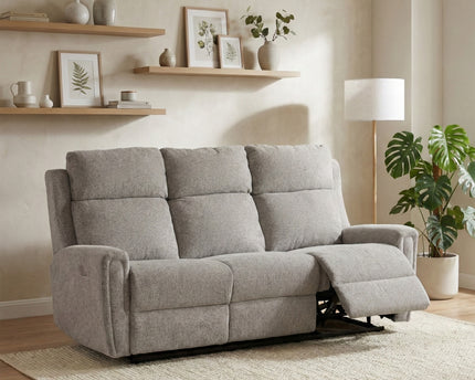 Mayfair 3 Seater + Armchair + Armchair Fabric Electric Recliner Sofa Set – Ash