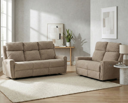 Mayfair 3 Seater + 2 Seater Fabric Electric Recliner Sofa Set – Beige