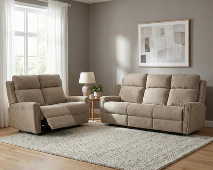 Mayfair 3 Seater + 2 Seater Fabric Electric Recliner Sofa Set – Beige