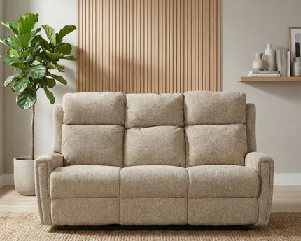 Mayfair 3 Seater Fabric Electric Recliner Sofa – Beige