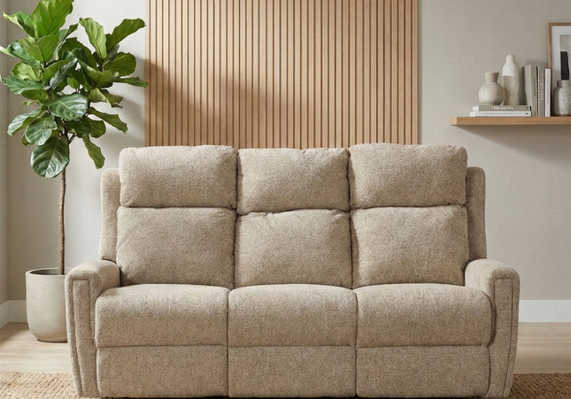 Mayfair 3 Seater Fabric Electric Recliner Sofa – Beige
