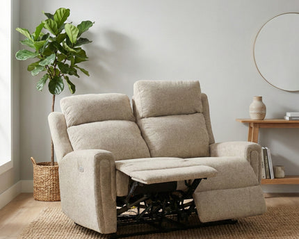 Mayfair 2 Seater Fabric Electric Recliner Sofa – Beige