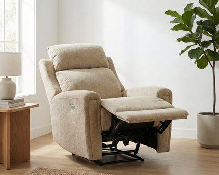 Mayfair Fabric Electric Recliner Armchair – Beige