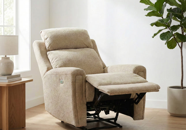 Mayfair Fabric Electric Recliner Armchair – Beige