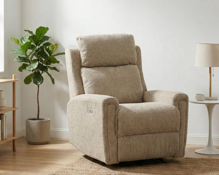 Mayfair 3 Seater + Armchair + Armchair Fabric Electric Recliner Sofa Set – Beige