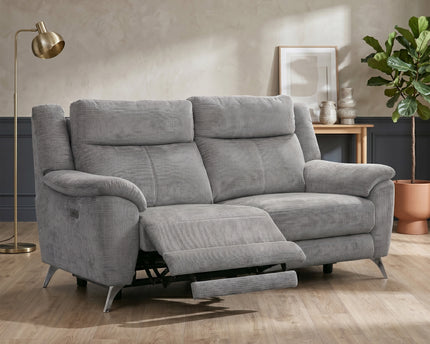 Monroe 3 Seater + 2 Seater Fabric Electric Recliner Sofa Set – Ash