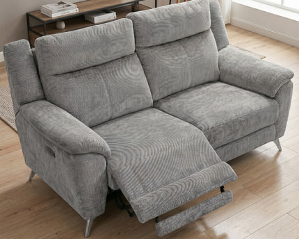 Monroe 3 Seater Fabric Electric Recliner Sofa – Ash