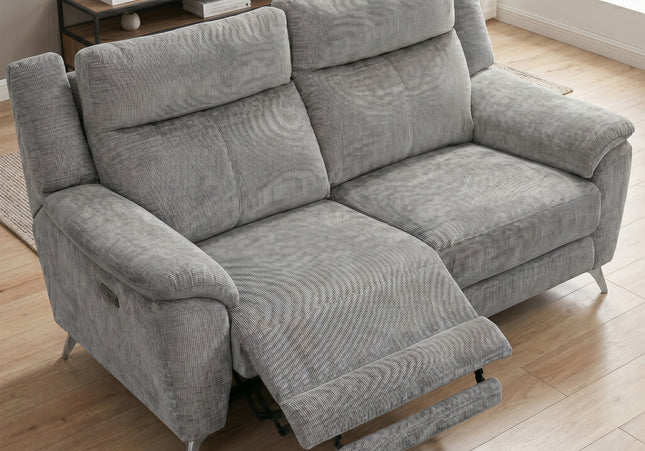 Monroe 3 Seater Fabric Electric Recliner Sofa – Ash
