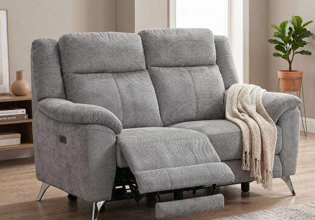Monroe 3 Seater + 2 Seater Fabric Electric Recliner Sofa Set – Ash