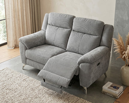 Monroe 2 Seater Fabric Electric Recliner Sofa – Ash