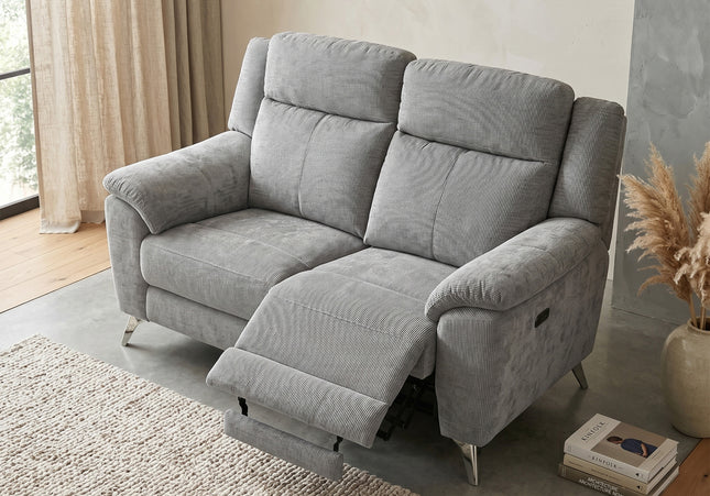 Monroe 2 Seater Fabric Electric Recliner Sofa – Ash