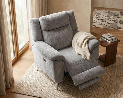 Monroe Fabric Electric Recliner Armchair – Ash