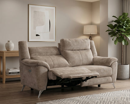 Monroe 3 Seater Fabric Electric Recliner Sofa – Fossil