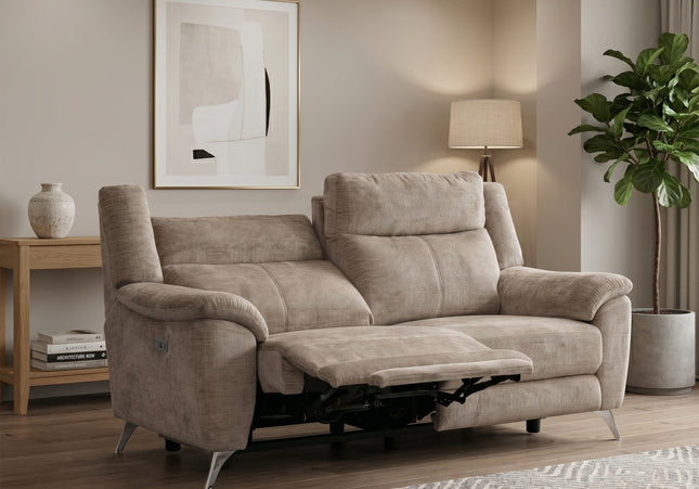 Monroe 3 Seater Fabric Electric Recliner Sofa – Fossil