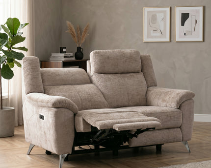 Monroe 2 Seater Fabric Electric Recliner Sofa – Fossil