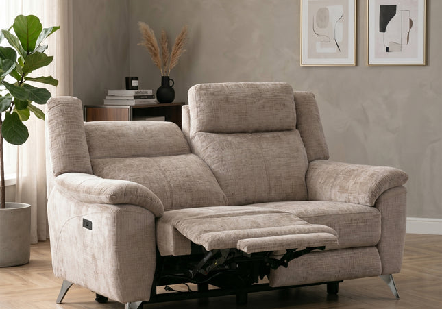 Monroe 2 Seater Fabric Electric Recliner Sofa – Fossil