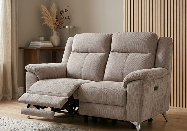 Monroe 3 Seater + 2 Seater Fabric Electric Recliner Sofa Set – Fossil