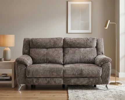 Monroe 3 Seater + 2 Seater Fabric Electric Recliner Sofa Set – Stone