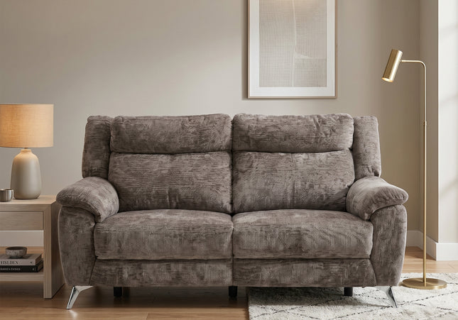 Monroe 3 Seater + 2 Seater Fabric Electric Recliner Sofa Set – Stone