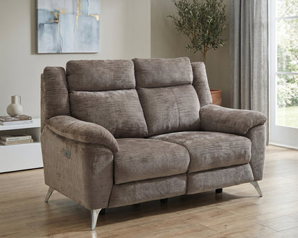 Monroe 2 Seater Fabric Electric Recliner Sofa – Stone