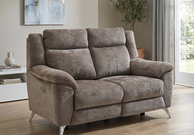 Monroe 2 Seater Fabric Electric Recliner Sofa – Stone