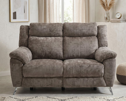 Monroe 3 Seater + 2 Seater Fabric Electric Recliner Sofa Set – Stone