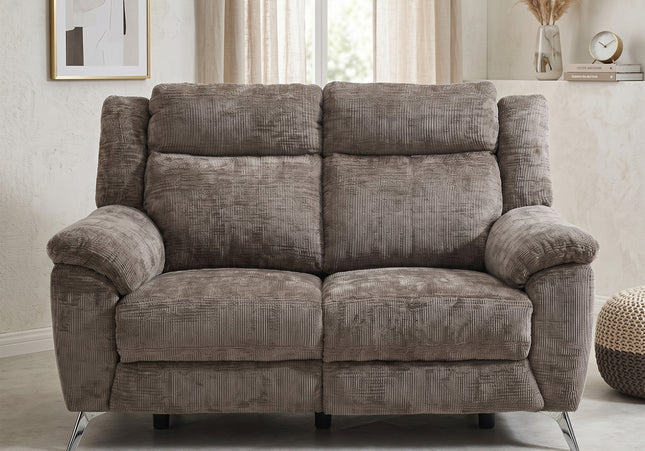 Monroe 3 Seater + 2 Seater Fabric Electric Recliner Sofa Set – Stone