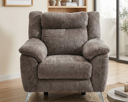 Monroe 3 Seater + Armchair + Armchair Fabric Electric Recliner Sofa Set – Stone