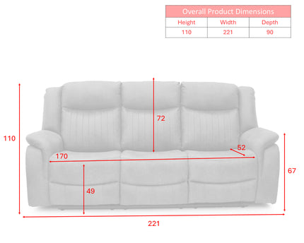 Darlington 3 Seater + Armchair + Armchair Fabric Power Recliner Sofa Set – Grey